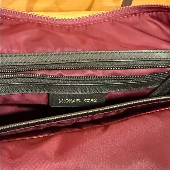 Michael Kors Deep Red Tote with Black Accents (Nylon Kelsey) - Picture 4 of 6